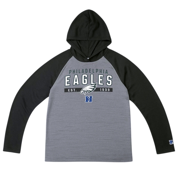 Philadelphia Eagles NFL Team Apparel Boys XL (18-20) Lightweight Hoodie Gray Blk - Picture 1 of 10